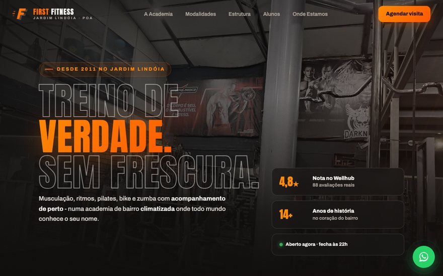 Landing page First Fitness
